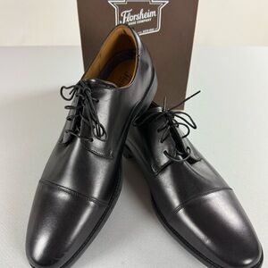 Men's Florsheim Santucci Moc Toe Derby Shoes Black Leather 13 M NIB